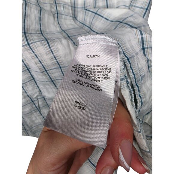 Columbia Mens XL White Blue Cotton Short Sleeve Button Fishing Hiking Shirt - Picture 14 of 16